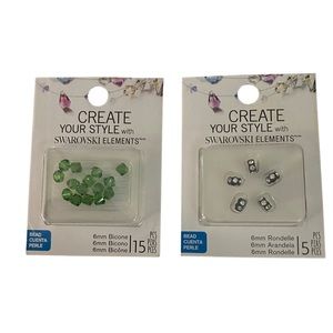 Create Your Style Swarovski Elements 6mm Black Rondelle & 6mm Bicone Beads